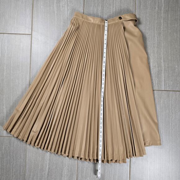 3.1 Phillip Lim Women's Faux-Leather Asymmetric Pleated Midi Skirt Size 4 - Picture 6 of 13
